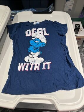Kids Navy 'Deal With It' Smurf Graphic Tee